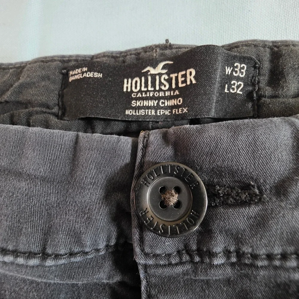 Hollister Epic Flex Skinny Chino Pants Mens 33x32 Charcoal Gray Stretch Twill
